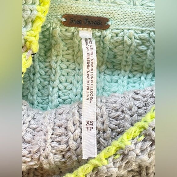 Free People Sunbrite stripe fuzzy Sweater Crop River Run. XS - Picture 7 of 9